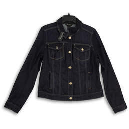 NWT Womens Blue Denim Spread Collar Long Sleeve Jean Jacket Size 16