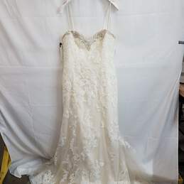 Blue ivory beaded wedding mermaid dress size 16