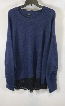 NWT Torrid Womens Blue Knitted Lace Layered Long Sleeve Pullover Sweater Size 2X