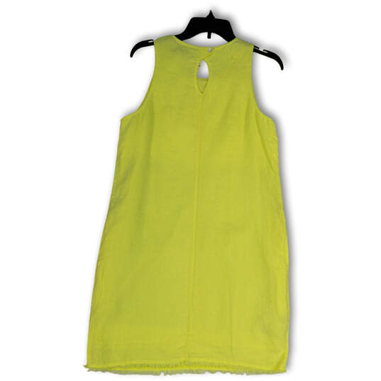 NWT Womens Yellow Round Neck Sleeveless Keyhole Back Mini Dress Size Medium image number 2
