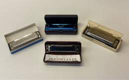 Harmonica Bundle Lot of 4 with Case