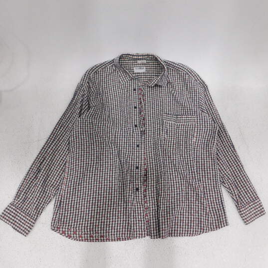 Valentino Red White Blue Check Cotton Button Up image number 8