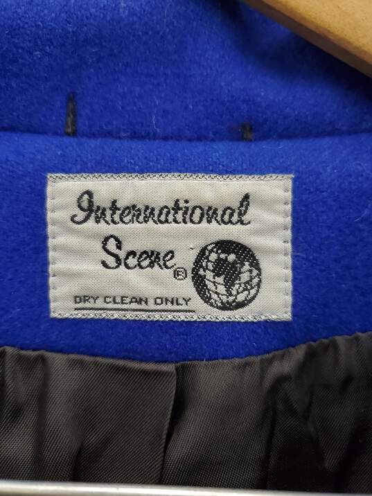 Men's International Scene Blue Button up Wool Coat Used Size-15/16 image number 3