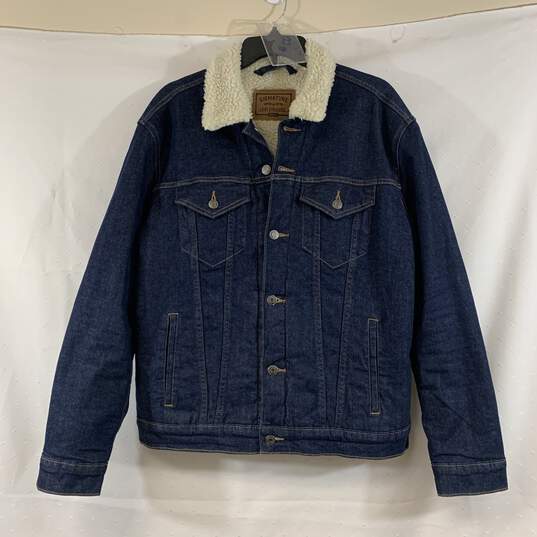 Men's Dark Wash Levi's Fleece-Lined Denim Jacket, Sz. M image number 1