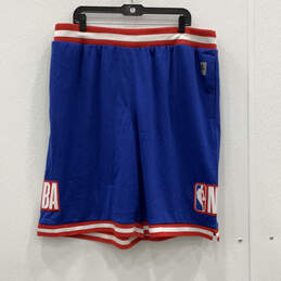 Mens Blue Elastic Waist Pockets Pull-On Basketball Athletic Shorts Size XXL