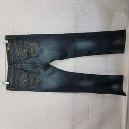KUT from Kloth Jeans Women's Blue Denim Mid Rise Dark Wash Wide Leg Buttons Size 12 alternative image