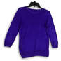 Womens Purple Long Sleeve Crew Neck Tight Knit Pullover Sweater Size XS image number 2