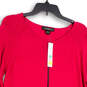 NWT Womens Red Round Neck Long Sleeve Pocket Long Cardigan Sweater Sz Small image number 3