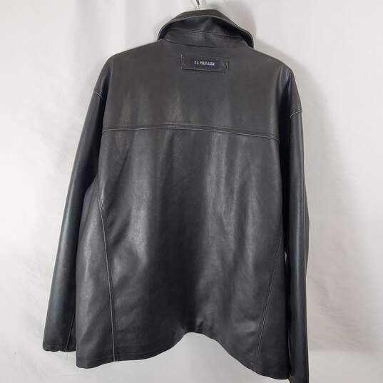 US Polo Assn Men Black Leather Jacket Sz 2XL image number 3
