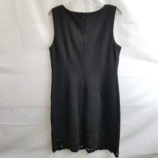 Talbots Women's Black Rayon Embroidered Bottom Sleeveless Dress Size 12 image number 2