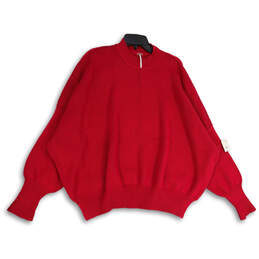 NWT Womens Red Knitted Crew Neck Long Sleeve Pullover Sweater Size S