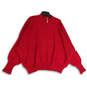 NWT Womens Red Knitted Crew Neck Long Sleeve Pullover Sweater Size S image number 1
