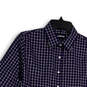 Womens Blue White Check Regular Fit Long Sleeve Button-Up Shirt Size 6 image number 3