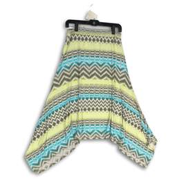 Chico's Womens Green Blue Printed Asymmetrical Hem Maxi Skirt Size 0 alternative image