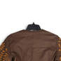 Womens Browns Leather Long Sleeve Collarless Open Front Jacket Size 1 image number 4