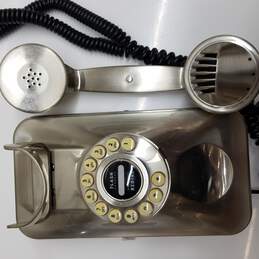 Pottery Barn Corded Silver Grand Wall Button Dial Telephone alternative image