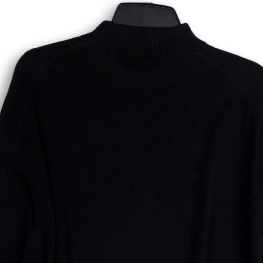 Mens Black Knitted Mock Neck Long Sleeve Pullover Sweater Size Large image number 4