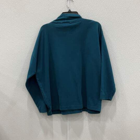 Womens Teal Turtleneck Thermal Long Sleeve Pullover Sweater Size Large image number 2