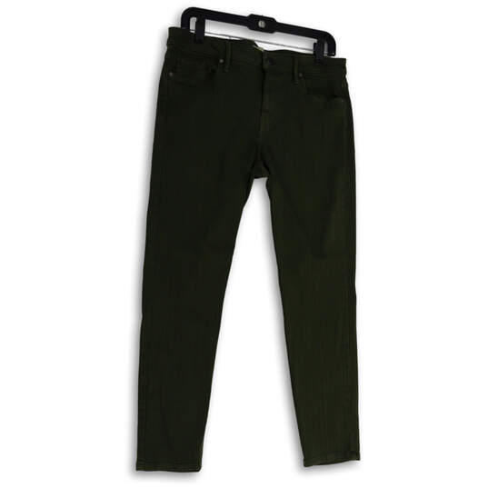 Womens Green Denim Dark Wash Stretch Pockets Skinny Leg Jeans Size 12 image number 1