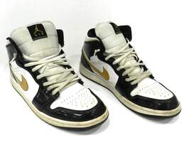 Jordan 1 Mid Patent Black White Gold Men's Shoes Size 11 alternative image