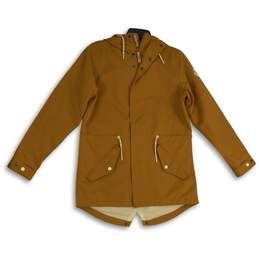 Womens Orange Long Sleeve Hooded Full-Zip Parka Jacket Size Small
