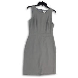 Womens Gray Mercantile Sleeveless Round Neck Back Zip Sheath Dress Size 2