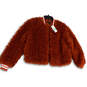 NWT Womens Orange Kataleya Faux Fur Long Sleeve Bomber Jacket Size Large image number 1