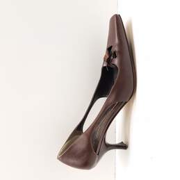 Kate Spade Women's Brown Leather Flower Kitten Heels Size 6.5