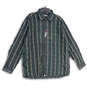 NWT Mens Black Striped Spread Collar Long Sleeve Button UP Shirt Size XXL image number 1