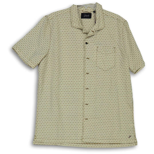 Mens Khaki Printed Short Sleeve Collared Casual Button Up Shirt Size Large image number 1