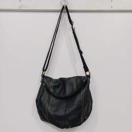 The Sak Black Leather Fold Over Crossbody Bag