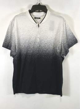 NWT Alfani Mens Black White Cotton Ombre Short Sleeve Quarter Zip T-Shirt Sz XL