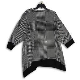 Womens Black White Houndstooth Round Neck Pullover A-Line Dress Size 2X alternative image