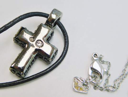 Swarovski Black Crystal Cross Necklace & Floral Crystal Necklace 21.8g image number 4