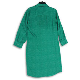 Womens Green Collared Roll Tab Sleeve Button Front Shirt Dress Size Large alternative image