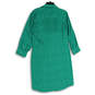 Womens Green Collared Roll Tab Sleeve Button Front Shirt Dress Size Large image number 2