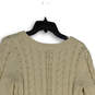 Womens Beige Knitted Long Sleeve Crew Neck Pullover Sweater Size Medium image number 4