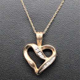 10K Yellow Gold Diamond Accent Heart Pendant Necklace - 2.5g