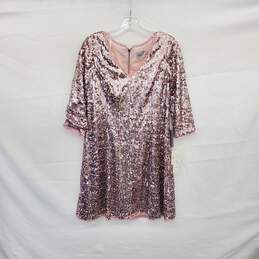 Eliza J. Pink Sequin Long Sleeved Dress WM Size 12 P NWT
