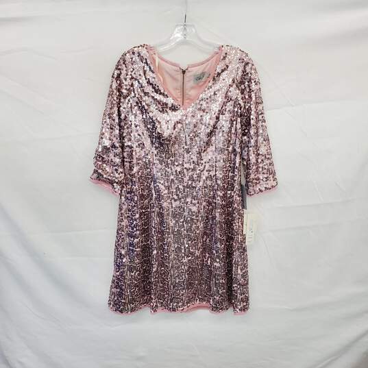Eliza J. Pink Sequin Long Sleeved Dress WM Size 12 P NWT image number 1