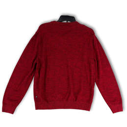 Mens Red Knitted V-Neck Long Sleeve Stretch Pullover Sweater Size Large alternative image