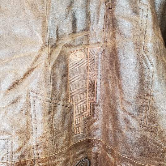 Bare Fox Vintage Men's Brown Leather Jacket SZ 2XL NWT image number 19