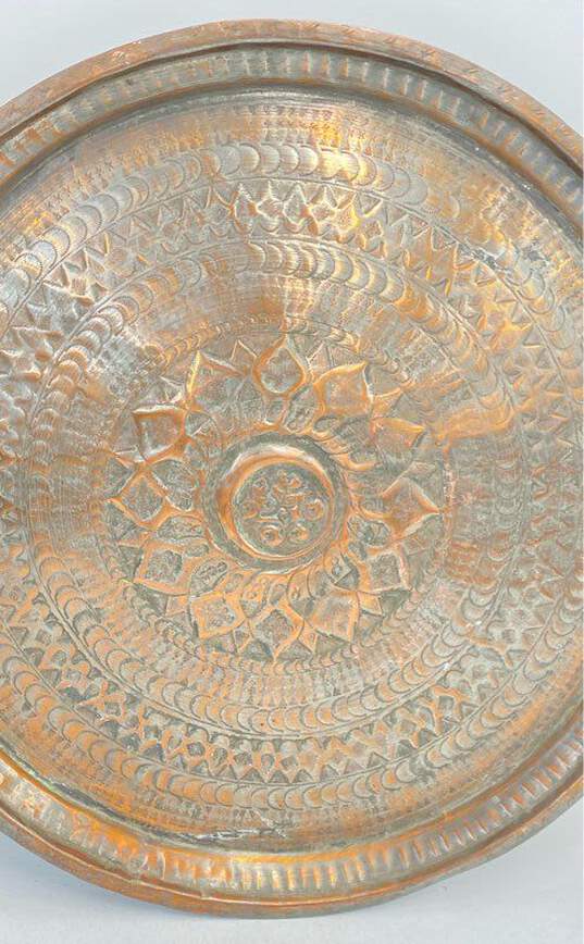 Copper Wall Art South Asia 29.5 Inch Hand Crafted /Engraved Copper Plate image number 4
