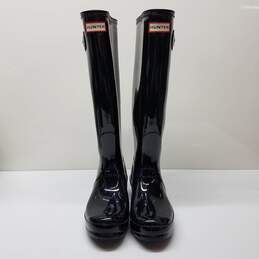 Hunter Women's Tall Black Glossy Rainboots Size 8 alternative image