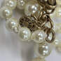 Designer J. Crew Gold-Tone Multi Strand Faux Pearl Beaded Necklace image number 3