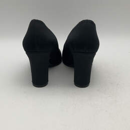 Womens Black Leather Almond Toe High Block Pump Heels Size 8.5 alternative image