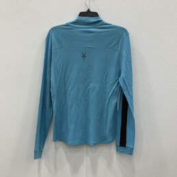 NWT Womens Blue Black Long Sleeve Quarter Zip Pullover T-Shirt Size XL alternative image