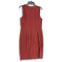 Womens Maroon Sleeveless Round Neck Back Zip Sheath Dress Size 12 image number 2