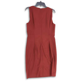 Womens Maroon Sleeveless Round Neck Back Zip Sheath Dress Size 12 alternative image