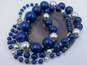 VNTG Navy Blue & Mixed Metals Beaded Necklaces image number 1